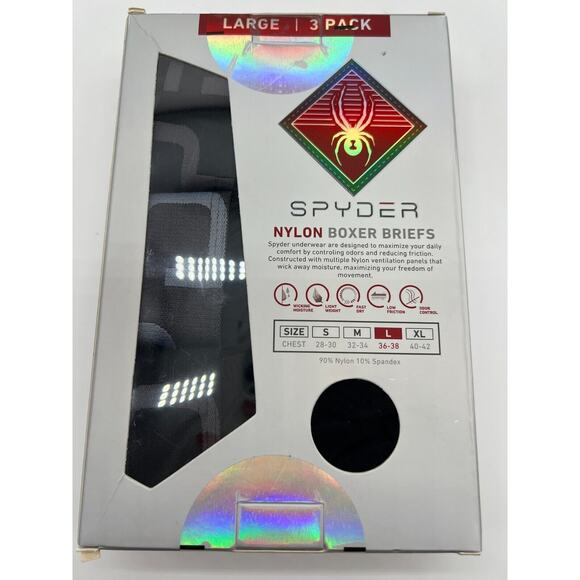 Spyder Nylon Boxer Briefs Black Men's 3 Pack Size L NEW - Picture 4 of 12